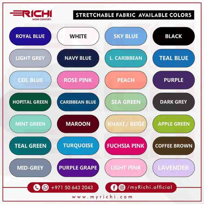 Richi Classic Poly Spandex Scrubs – Stretchable Fabric – Unisex - Image 4